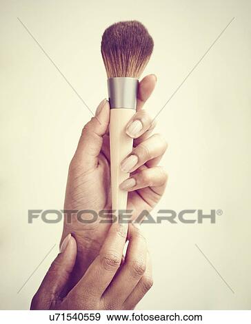Stock Photo - Blusher brush, close up. Fotosearch