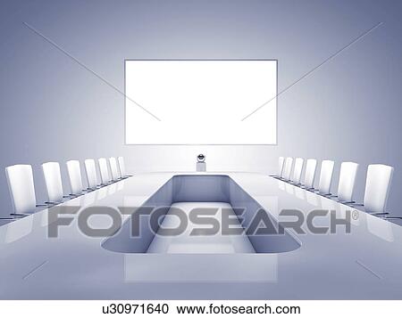 Stock Image - Boardroom interior, illustration. Fotosearch