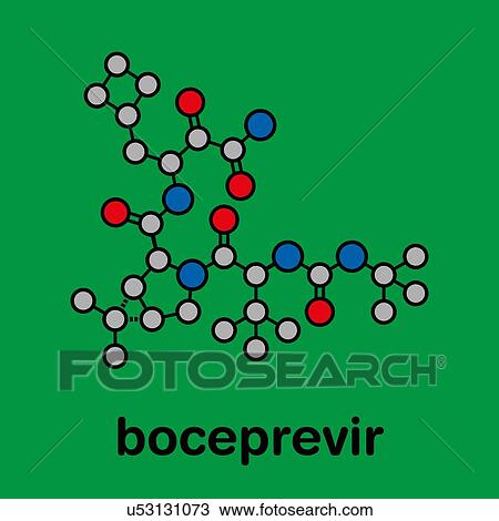 Stock Image - Boceprevir hepatitis C virus drug, molecular model. Fotosearch