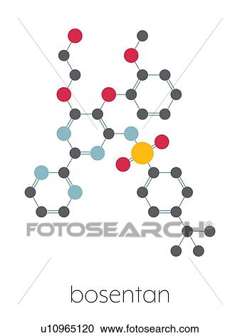 Stock Image - Bosentan pulmonary artery hypertension drug, molecular model. Fotosearch