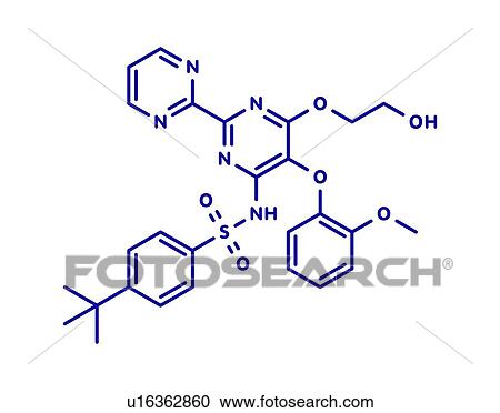 Stock Image - Bosentan pulmonary artery hypertension drug, molecular model. Fotosearch