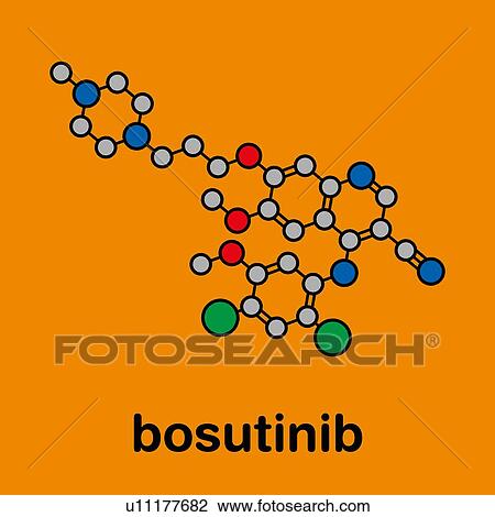 Stock Image - Bosutinib chronic myelogenous leukemia drug, molecular model. Fotosearch