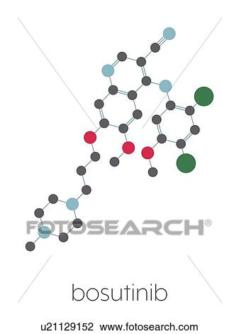 Stock Image - Bosutinib chronic myelogenous leukemia drug, molecular model. Fotosearch