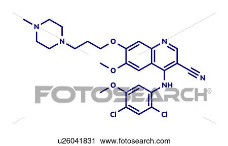 Stock Image - Bosutinib chronic myelogenous leukemia drug, molecular model. Fotosearch
