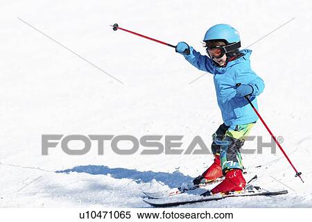 Stock Photography - Boy skiing. Fotosearch