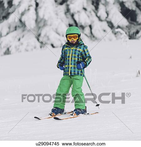 Boy skiing View Large Photo Image Stock Photography - Boy skiing. Fotosearch