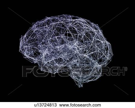 Stock Image - Brain shaped network, illustration. Fotosearch
