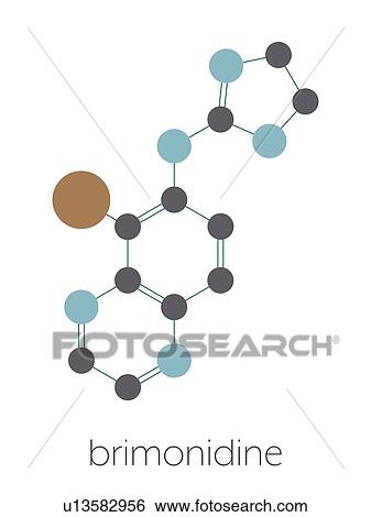 Stock Photograph - Brimonidine alpha2-adrenergic drug, molecular model. Fotosearch
