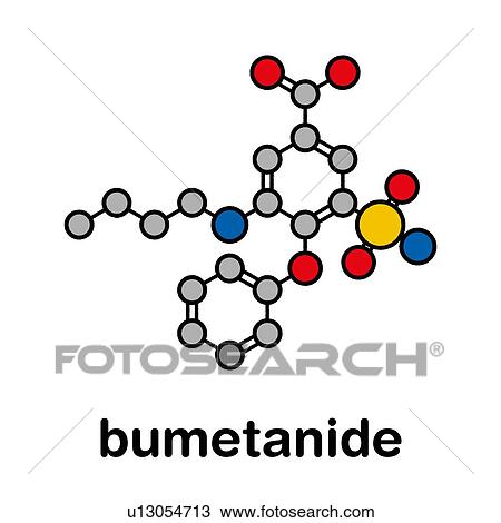 Stock Image - Bumetanide heart failure drug, molecular model. Fotosearch