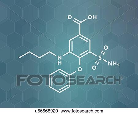 Stock Image - Bumetanide heart failure drug, molecular model. Fotosearch