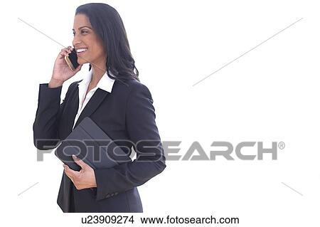 Picture - Business woman using smartphone. Fotosearch