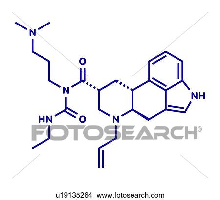 Picture - Cabergoline Parkinson's disease drug, molecular model. Fotosearch