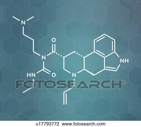 Stock Image - Cabergoline Parkinson's disease drug, molecular model. Fotosearch