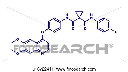 Stock Image - Cabozantinib cancer drug, molecular model. Fotosearch