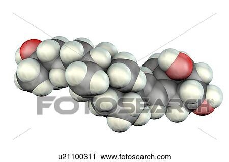 Stock Image - Calcitriol, molecular model. Fotosearch
