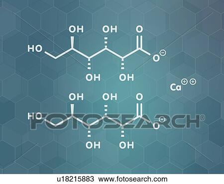 Stock Image - Calcium gluconate drug, molecular model. Fotosearch