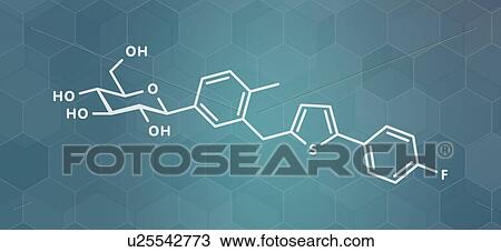 Stock Image - Canagliflozin diabetes drug, molecular model. Fotosearch