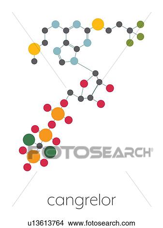 Picture - Cangrelor antiplatelet drug, molecular model. Fotosearch