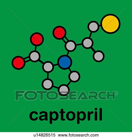 Stock Photography - Captopril high blood pressure drug, molecular model. Fotosearch