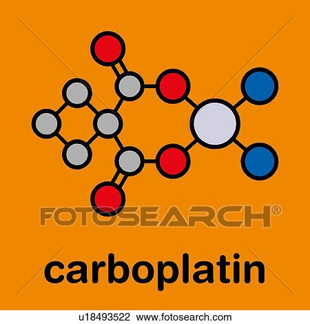 Stock Image - Carboplatin chemotherapy drug, molecular model. Fotosearch