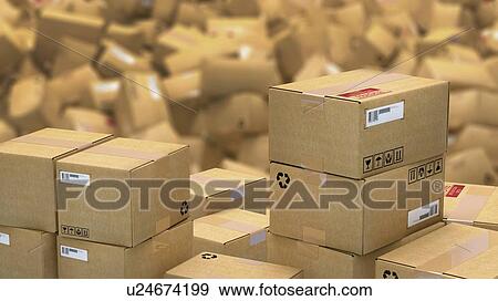 Stock Photo - Cardboard boxes, illustration. Fotosearch