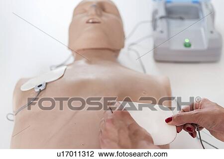Stock Image - Cardiopulmonary resuscitation training. Fotosearch