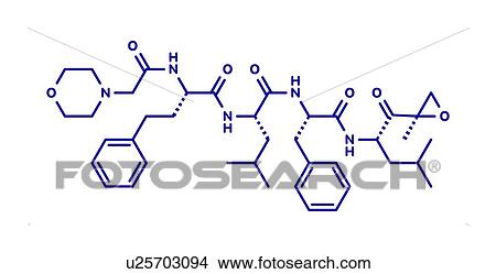 Picture - Carfilzomib multiple myeloma cancer drug, molecular model. Fotosearch