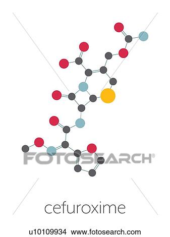 Picture - Cefuroxime antibiotic, molecular model. Fotosearch