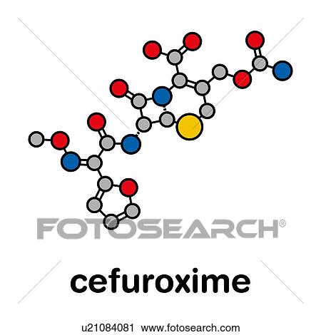 Stock Image - Cefuroxime antibiotic, molecular model. Fotosearch