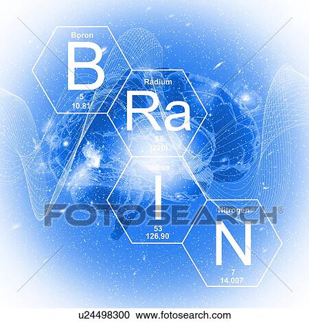 Stock Image - Chemical elements and word 'brain', illustration.. Fotosearch
