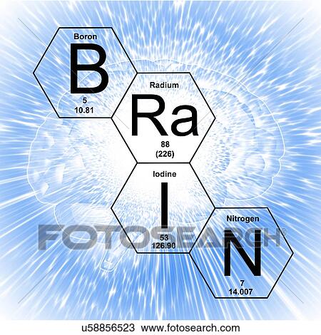 Stock Image - Chemical elements and word 'brain', illustration.. Fotosearch