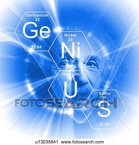 Stock Image - Chemical elements and word 'genius', illustration.. Fotosearch