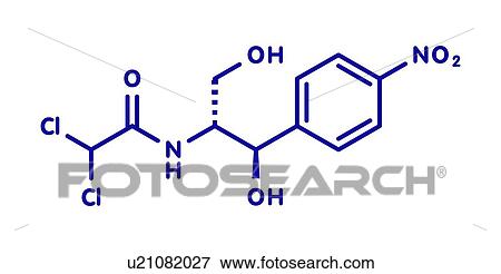 Stock Photo - Chloramphenicol antibiotic drug, molecular model. Fotosearch