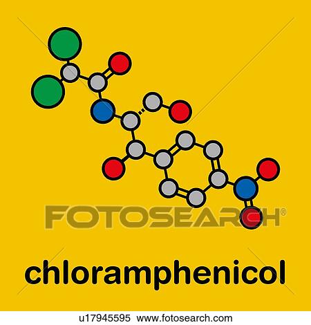 Stock Photography - Chloramphenicol antibiotic drug, molecular model. Fotosearch