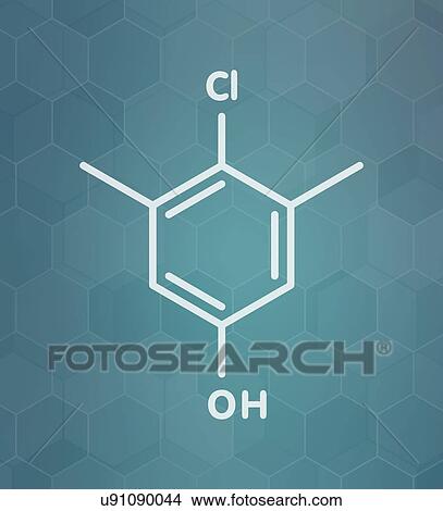 Picture - Chloroxylenol antiseptic, molecular model. Fotosearch