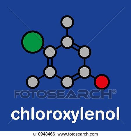 Stock Photograph - Chloroxylenol antiseptic, molecular model. Fotosearch