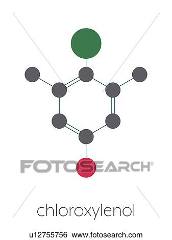 Stock Photograph - Chloroxylenol antiseptic, molecular model. Fotosearch