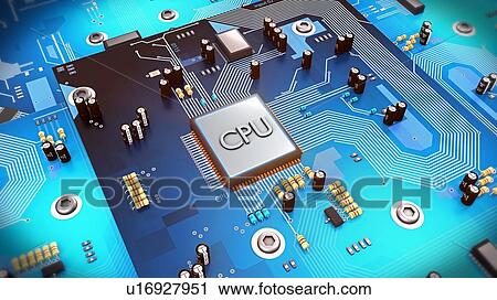 Stock Image - Circuit board, illustration. Fotosearch
