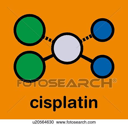 Stock Image - Cisplatin chemotherapy drug, molecular model. Fotosearch