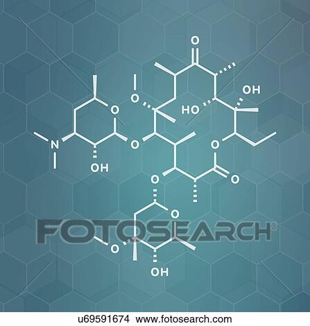 Picture - Clarithromycin antibiotic drug, molecular model. Fotosearch