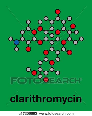 Stock Image - Clarithromycin antibiotic drug, molecular model. Fotosearch