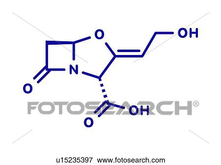 Stock Photo - Clavulanic acid beta-lactamase blocker drug, molecular model. Fotosearch