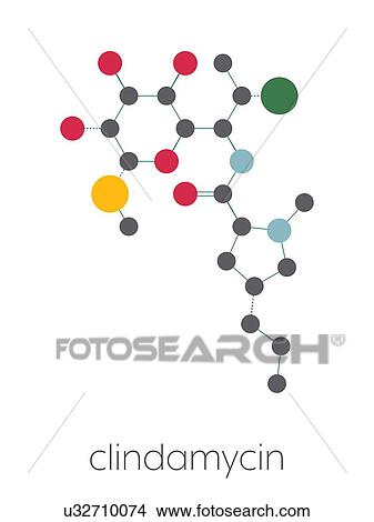 Picture - Clindamycin antibiotic drug, molecular model. Fotosearch