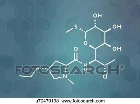 Stock Photo - Clindamycin antibiotic drug, molecular model. Fotosearch