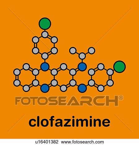 Stock Image - Clofazimine leprosy drug, molecular model. Fotosearch