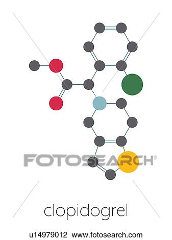 Stock Image - Clopidogrel antiplatelet agent, molecular model. Fotosearch
