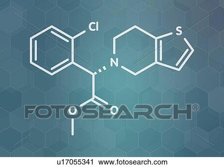 Stock Image - Clopidogrel antiplatelet agent, molecular model. Fotosearch