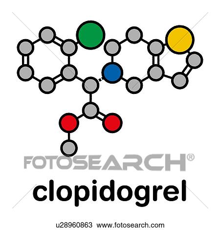 Stock Image - Clopidogrel antiplatelet agent, molecular model. Fotosearch