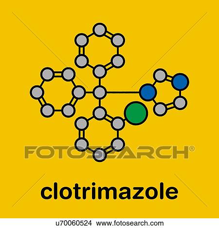 Picture - Clotrimazole antifungal drug, molecular model. Fotosearch