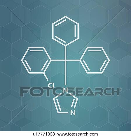 Stock Image - Clotrimazole antifungal drug, molecular model. Fotosearch